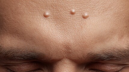 Fototapeta premium Ultra-Detailed Close-Up of Forehead Skin with Pimples, Oily Texture and Enlarged Pores