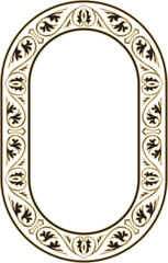 Vector gold and black oval classic byzantine ornament. Circle, ring, border, Ancient Greece, Eastern Roman Empire frame. Decoration of the Russian Orthodox Church