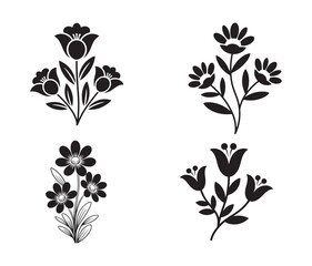 Obraz premium Elegant Flower Silhouettes. Bloom and Botanical Vector Collection