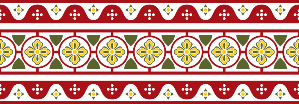 Vector color gothic border. Medieval European ornament. Classic pattern of the Germans, Angles, Saxons, Franks.