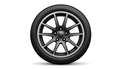 Close-up of a black car wheel