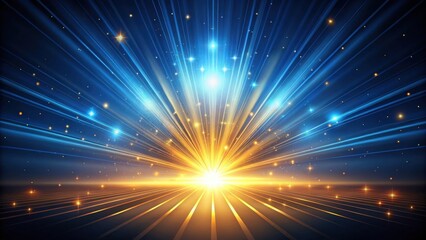 Naklejka premium Abstract Dark Blue Neon Light with Rays of Gold