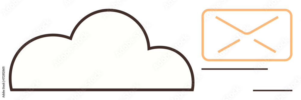 Aufkleber cloud graphic with storage concept paired with mail icon, signifying secure data transfer and email 