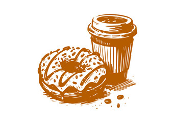 Doughnut hand drawn sketch vector illustration