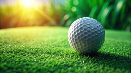 Close-up of a golf ball on a lush
