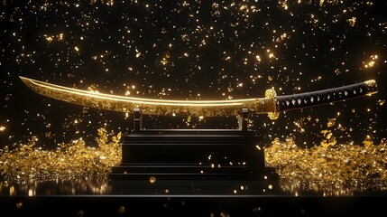 Classic Katana Display with Dramatic Lighting