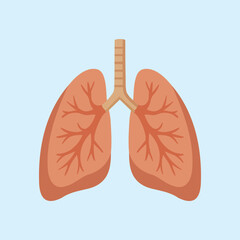 Illustration of human lungs with brown bronchial branches detailing, depicting the respiratory system and the health of the body's organs.