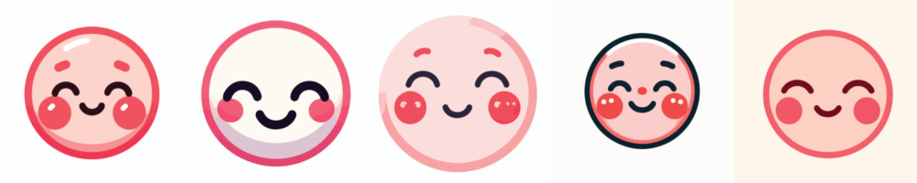 Cute and adorable pink emoji face. Vector, illustration, design, icon set.