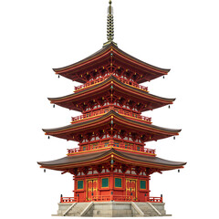 Japanese pagoda with ornate roof and golden details