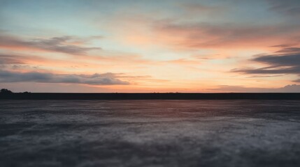 Fototapeta premium Panoramic view of empty asphalt road with sunset sky, high quality image. Suitable for websites, posters, and outdoor adventures.