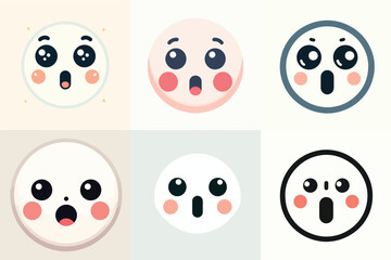 Cute and adorable pink emoji face. Vector, illustration, design, icon set.