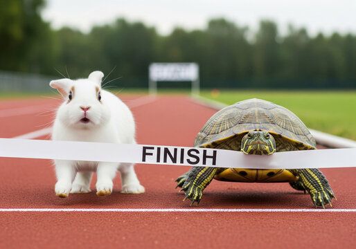 a rabbit and a turtle running race