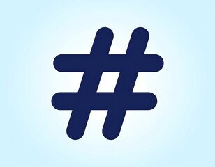 Stylish dark blue hashtag symbol on a light background