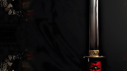 Katana Sword Close-Up, Dark Fantasy Background