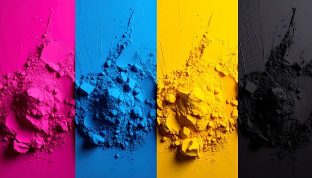 CMYK pigments arranged in vertical stripes
