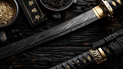 Traditional Katana Sword with Dramatic Lighting