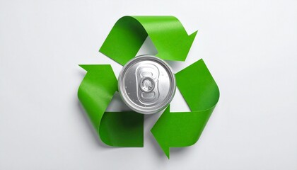 Recycle symbol on white and green background eco icon design
