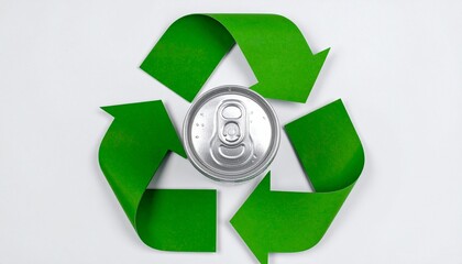 Recycle symbol on white and green background eco icon design