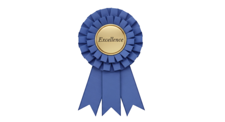Excellence Award Blue Rosette Ribbon