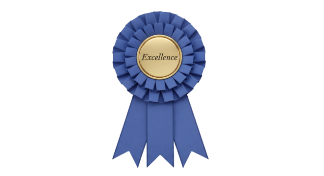 Excellence Award Blue Rosette Ribbon - Powered by Adobe
