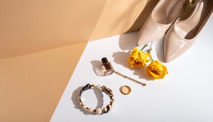 fashion accessories and designer items layout, premium brand products, 