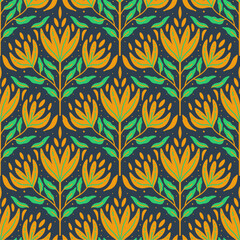 floral seamless pattern tile folk art artwork illustration for fabric batik swirl
