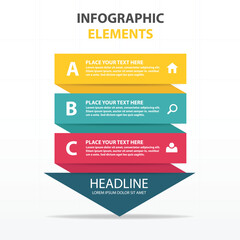 Colorful infographic elements with icons and text boxes arranged in a circular flow chart diagram