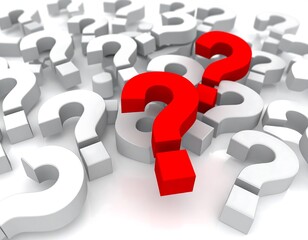 Red question marks amidst many white ones