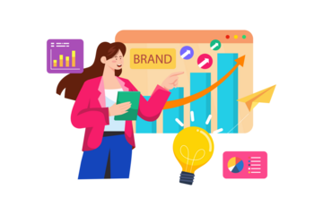 Businesswoman Presenting Positive Growth on Chart with Lightbulb Idea