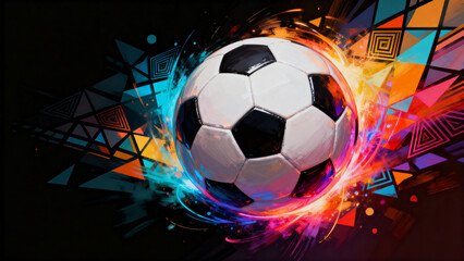 Obraz premium soccer ball on fire