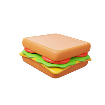 3d sandwich with tomato and lettuce clip art preview