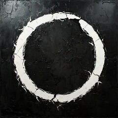 Abstract monochrome circle on textured dark background
