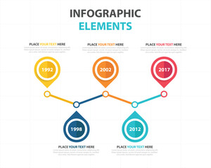 Infographic elements showing timeline with milestones and data points for business presentation