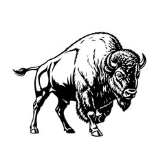 A silhouette of a powerful American bison. Strong buffalo mascot tattoo.