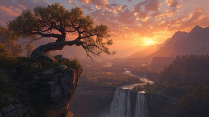 sunset in the mountains