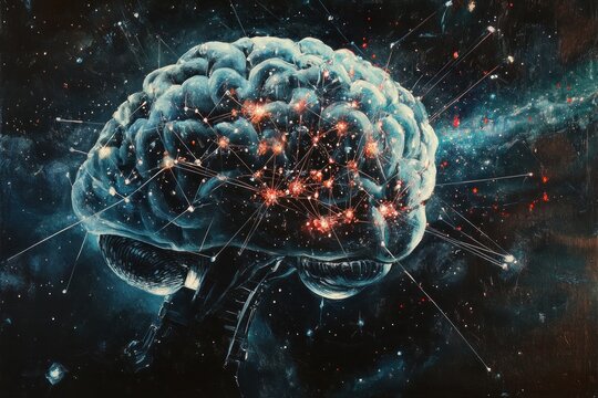Human brain in space, neural connections