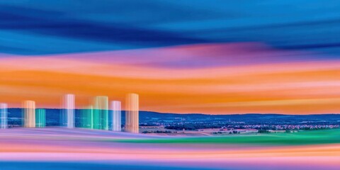 Professional Sustainable Agriculture and Vertical Farming Landscape Modern Urban-Rural Transition with Futuristic Greenhouse Towers for Eco-Friendly Marketing