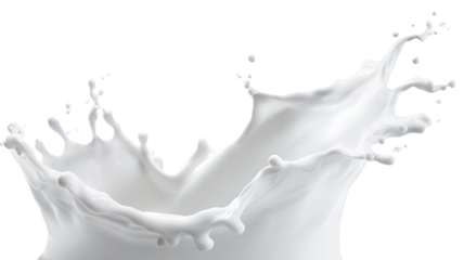 A dynamic splash of white liquid, captured in mid-air, showcasing the fluid motion and texture of the material.