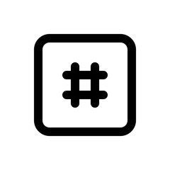 Obraz premium A simple black and white image featuring a hashtag symbol enclosed within a rounded square outline shape