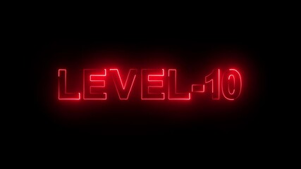 level 10 neon glowing text font colorful 4k video animation. Neon level up sign and upper Level . - Powered by Adobe