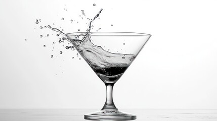 Splashing liquid in a martini glass