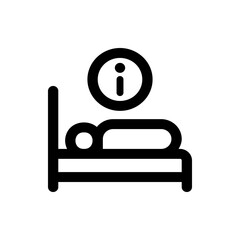 Person sleeping in bed with information icon above them indicating sleep data or sleep tracking details