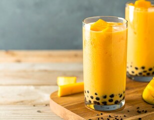 Refreshing mango bubble tea