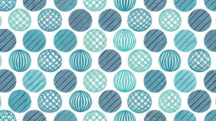Seamless pattern of hand-drawn crosshatch circles in different soft pastel colors background 