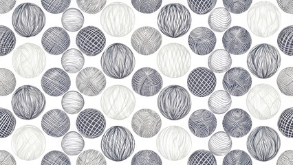 Seamless pattern of hand-drawn crosshatch circles in different soft pastel colors background 