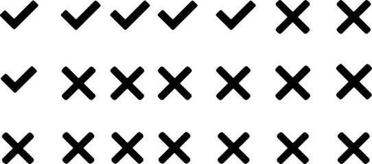 Fototapeta premium Checkmarks and Crosses Pattern.