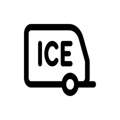 Illustration of a black ice delivery truck with rounded corners and a single wheel on a white background