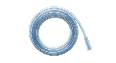 Transparent coiled medical tube on black background