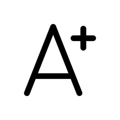 Illustration of a bold black a plus symbol representing excellent performance and positive feedback shown