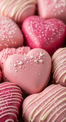 Obraz premium Heart Shaped Chocolate Treats Close Up.